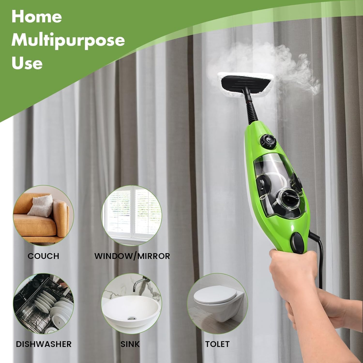 iMeshbean 10-in-1 Steam Mop, Floor Steamer, Carpet Steam Cleaner, Detachable MultiPurpose Handheld Steam Cleaner for Laminate, Hardwood, Tiles, Carpet Cleaning