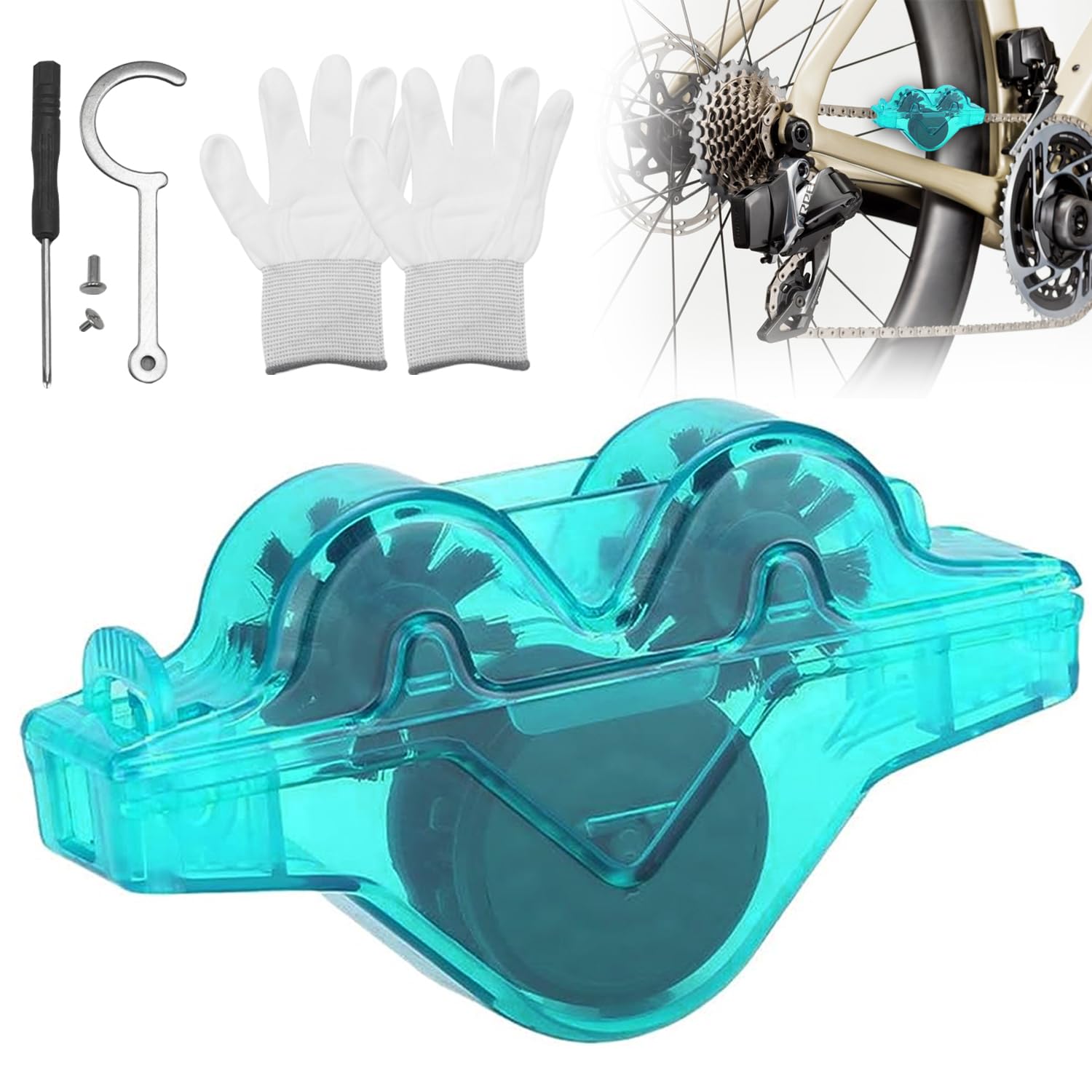 Kit pulizia catena bici, Dispositivo di pulizia della catena, Pulitore per catena della bicicletta, Strumento per la pulizia della catena della bici, Per Tutti I Tipi Di Biciclette