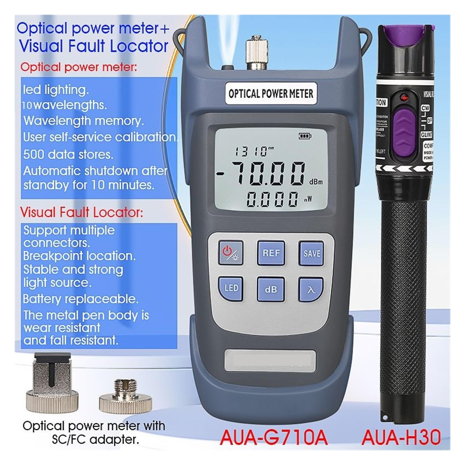 FTTH Glasvezel Tool Kit Optische Power Meter -70 ~ 10 dBm met Visual Fault Locator Glasvezelkabel Tester (1 mW