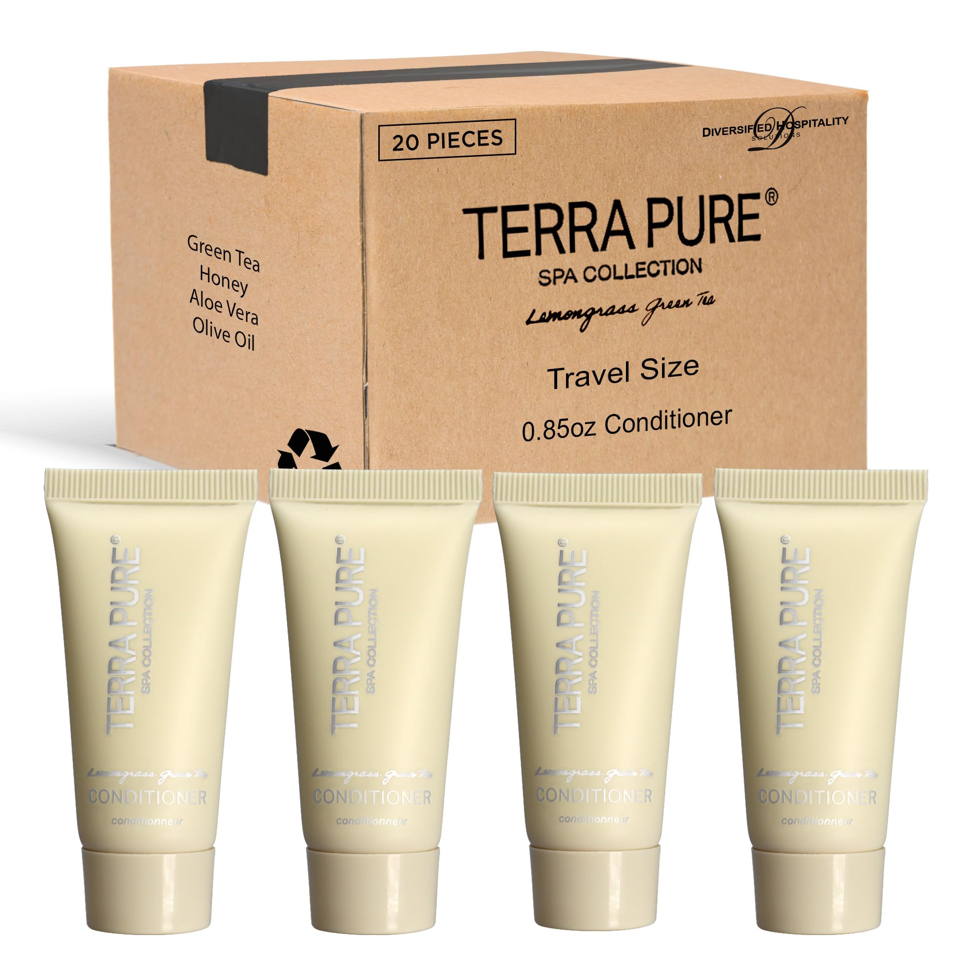 Terra PureSpa Collection Bulk Set Toiletries | Amenities for Guest Hospitality, Vacation Rental Properties, AirBnBs, Gyms, Airport |Luxury Travel-Size Hotel Conditioner 0.85 oz Tubes (Case of 20)