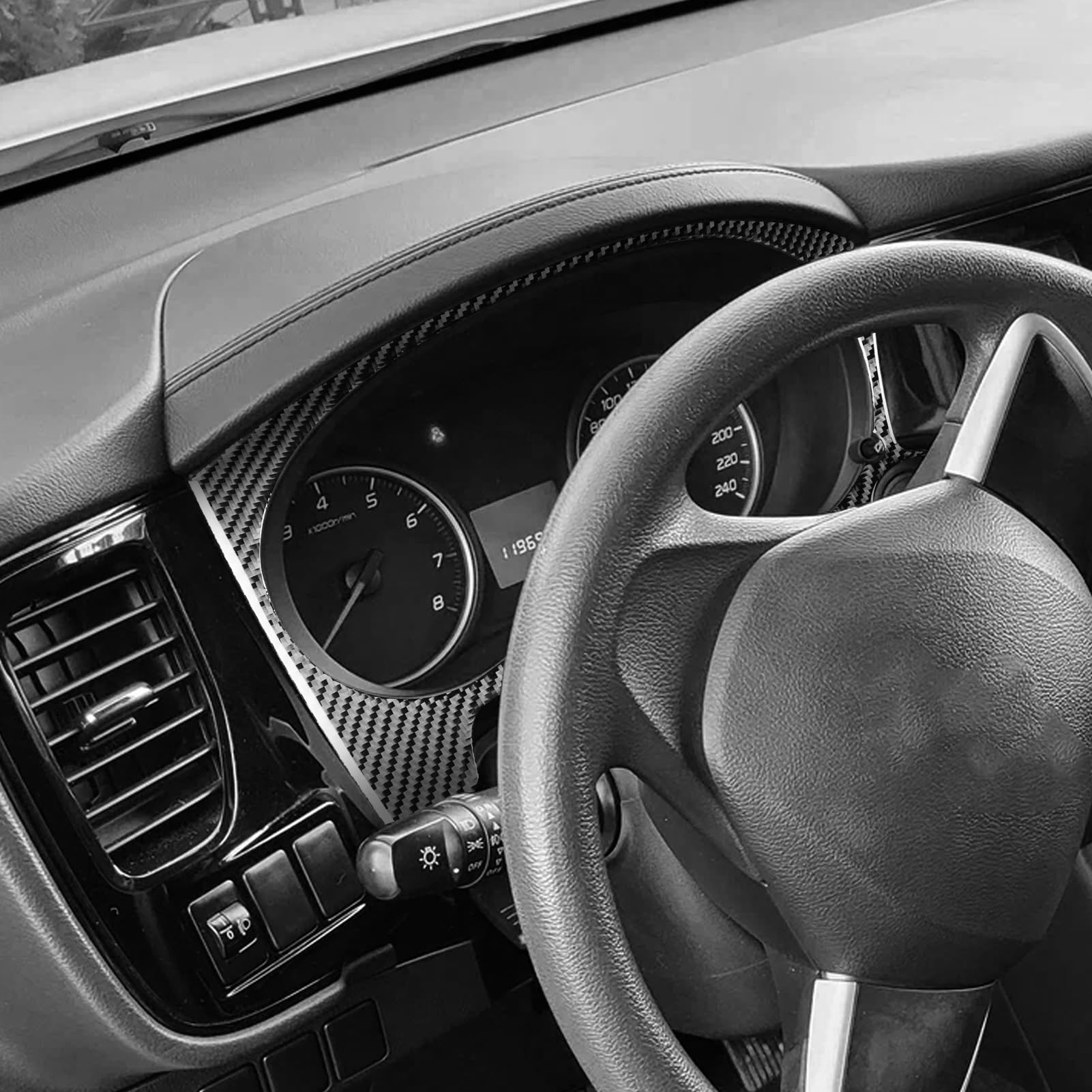 Car Interior Decoration Accessories Dashboard Carbon Fiber Trim Sticker Compatible with Mitsubishi Outlander 2014 2015 2016