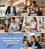 Vista 9 de Hmusic Auriculares inalámbricos A3 OTG con banda para el cuello, Bluetooth 5.4, 35 horas de reproducción, controlador de 0.472 in, 3 modos