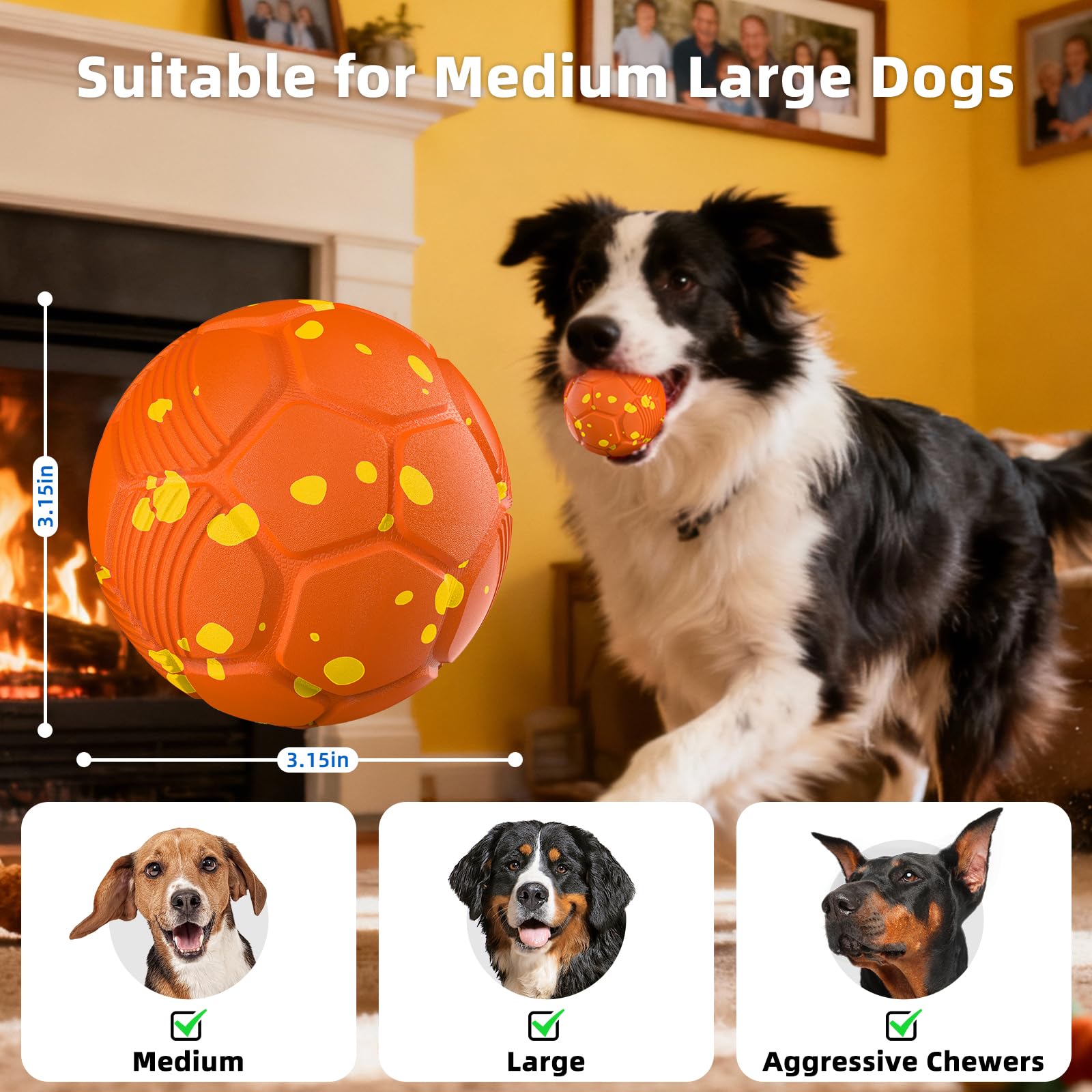 Pelotas para Perros Juguete Interactivo Inteligente Juguete con 3 Modos de Juego para Perros Medianos y Grandes con Función de Rodadura Automática Indestructible Impermeable Recarga