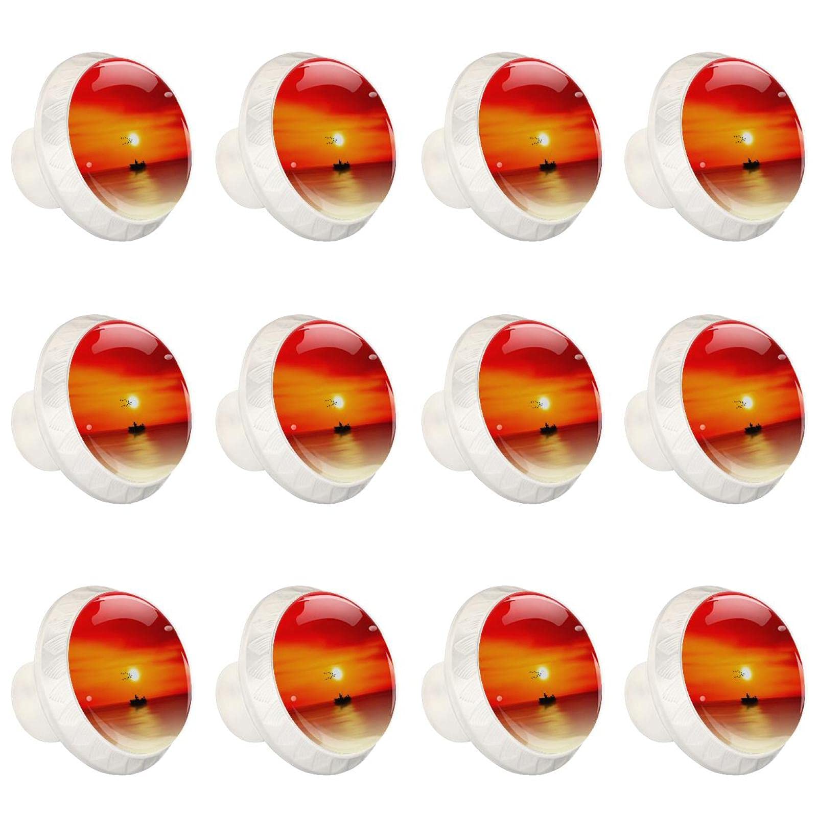 Boutons d'armoires de cuisine ronds motif océan lot de 12 poignées pour tiroir de commode