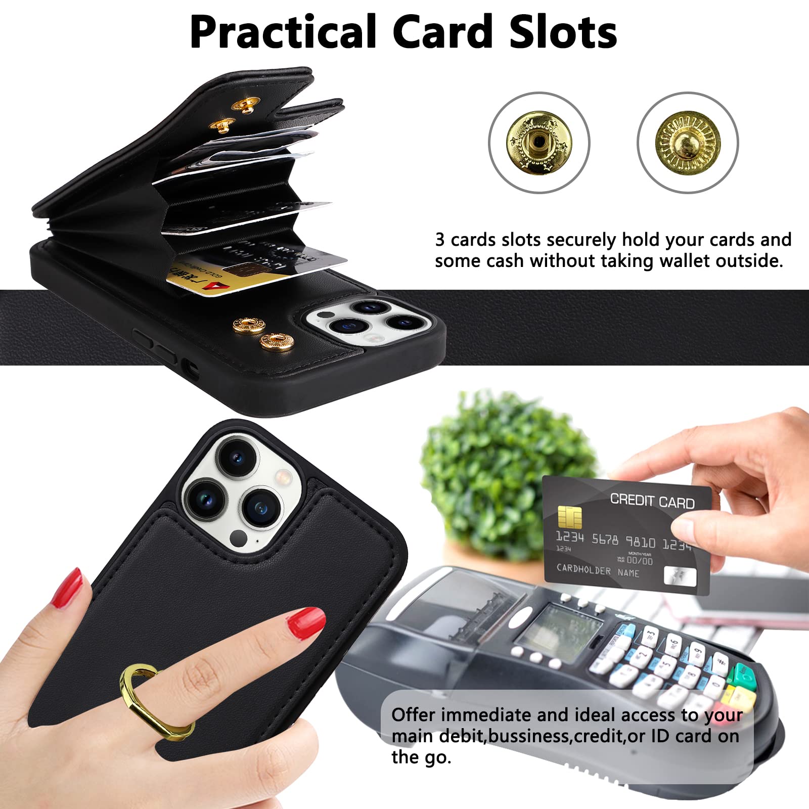 TopPerfekt Custodia Portafoglio Per IPhone 13 Pro Max – Pelle PU Con Porta Carte, Rotazione 360°, Anello E Supporto RFID