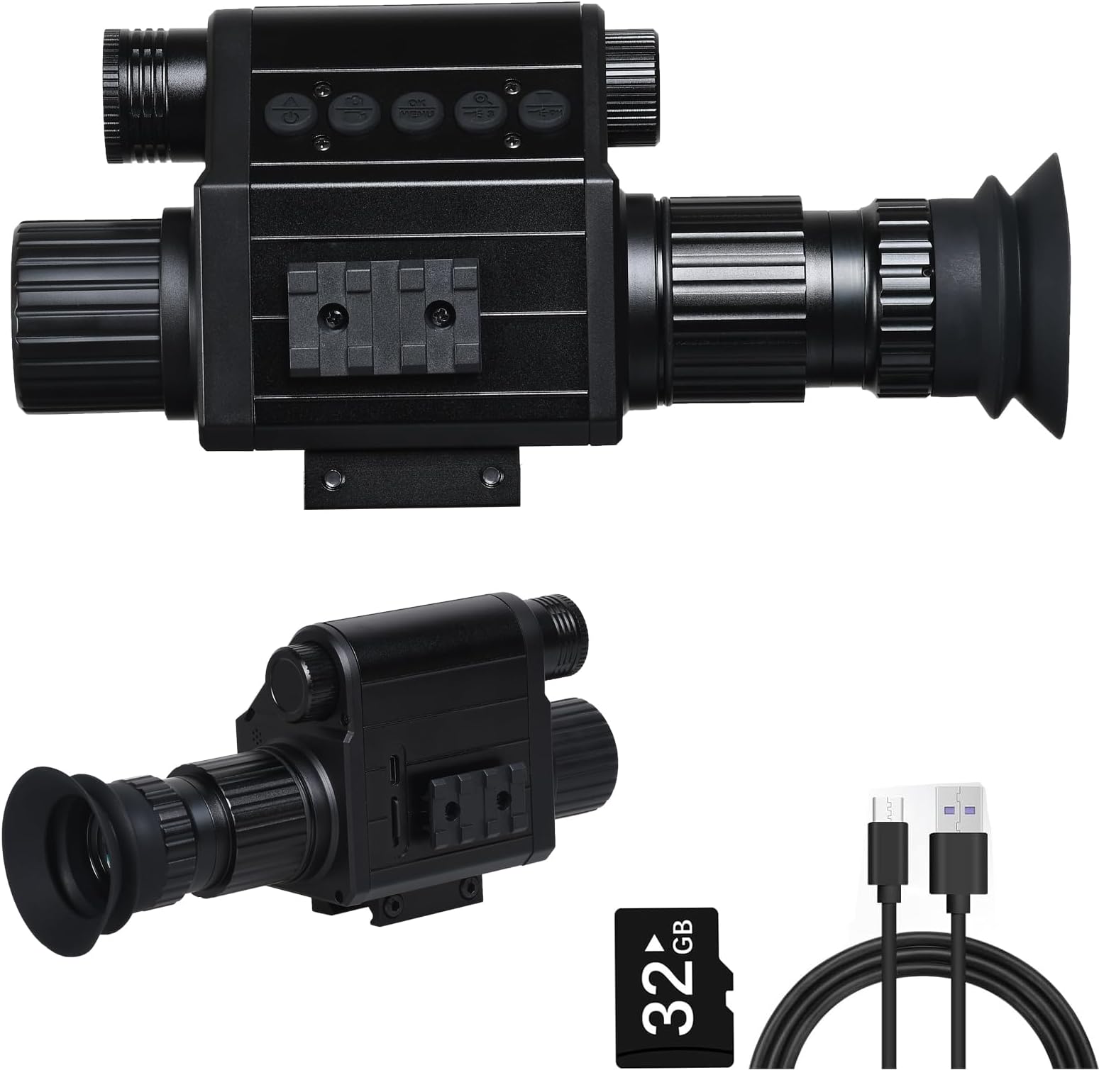 Digital Night Vision Monocular, IR Illuminator 850nm Night Vision Rifle Scope for Night Watching & Observations, 4X Digital Zoom, Save Photos & Videos with 32GB TF Card