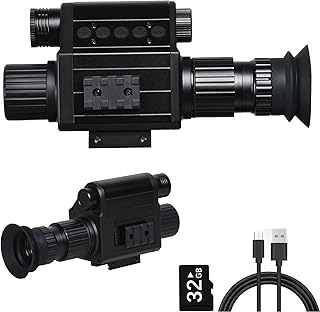 Digital Night Vision Monocular, IR Illuminator 850nm Night Vision Rifle Scope for Night Watching & Observations, 4X Digital Zoom, Save Photos & Videos with 32GB TF Card