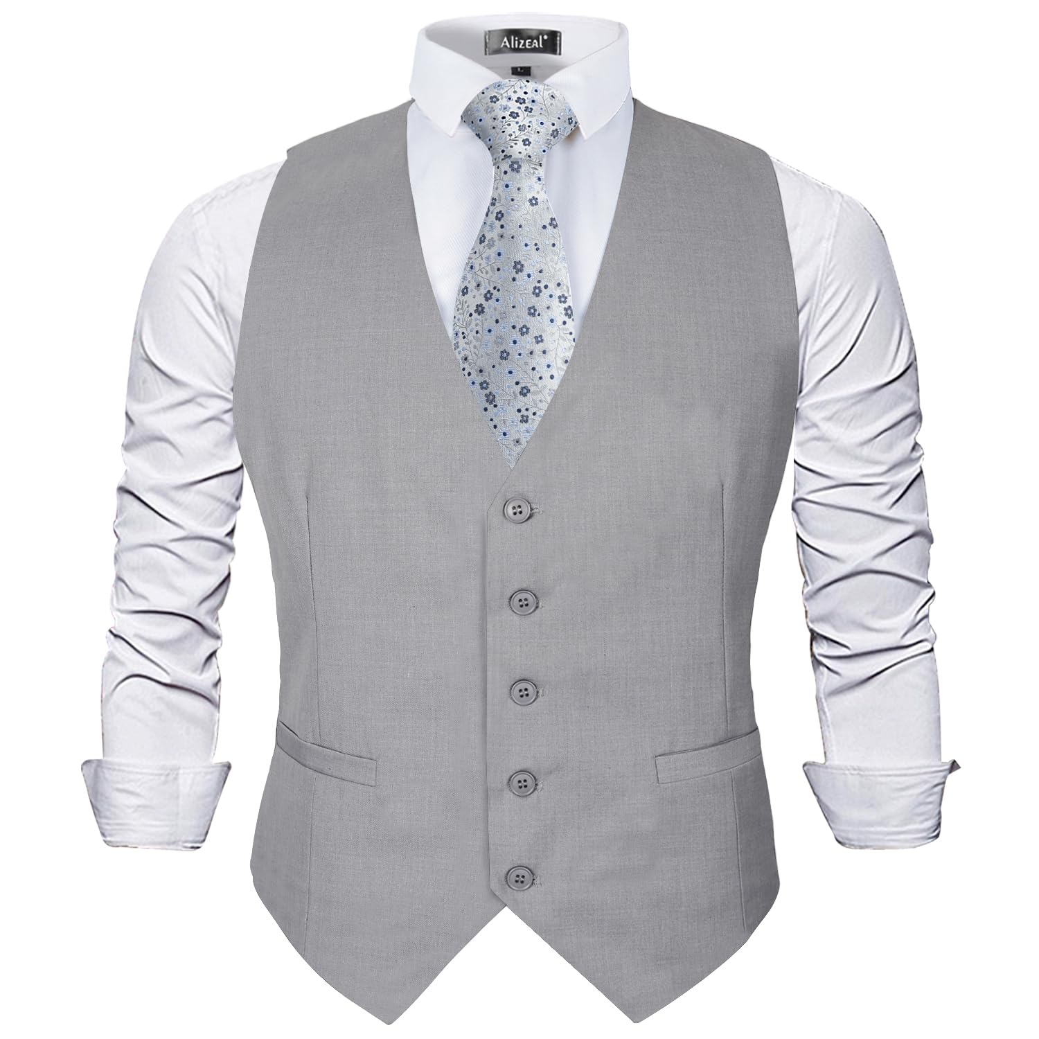 Alizeal Chaleco de traje de negocios de color sólido clásico para hombre Chaleco de esmoquin de ajuste regular