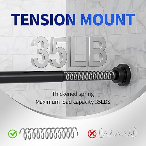 Miniatura 3 de Barra de cortina de ducha, barra de ducha resistente de 1 pulgada de diámetro, antideslizante, ajustable, de 28 a 74 pulgadas, sin perforaciones,