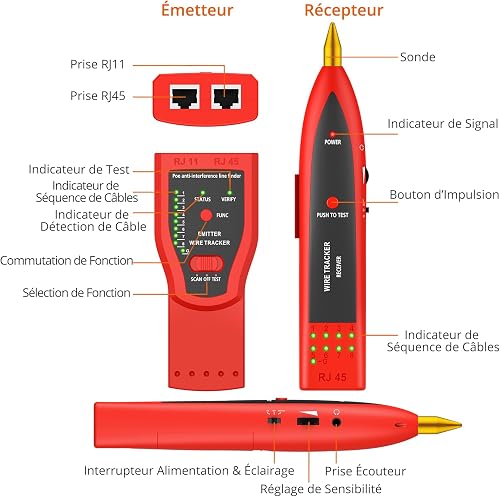 Proster Network Cable Tester with POE Wire Tracker RJ45 RJ11 Tracer - 8