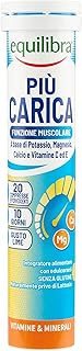 equilibra Integratori Alimentari, Più Carica, Integratore per la Normale Funzione Muscolare, con Potassio, Magnesio, Calcio, Vitamina C e Vitamina E, Gusto Lime, 20 Compresse Effervescenti
