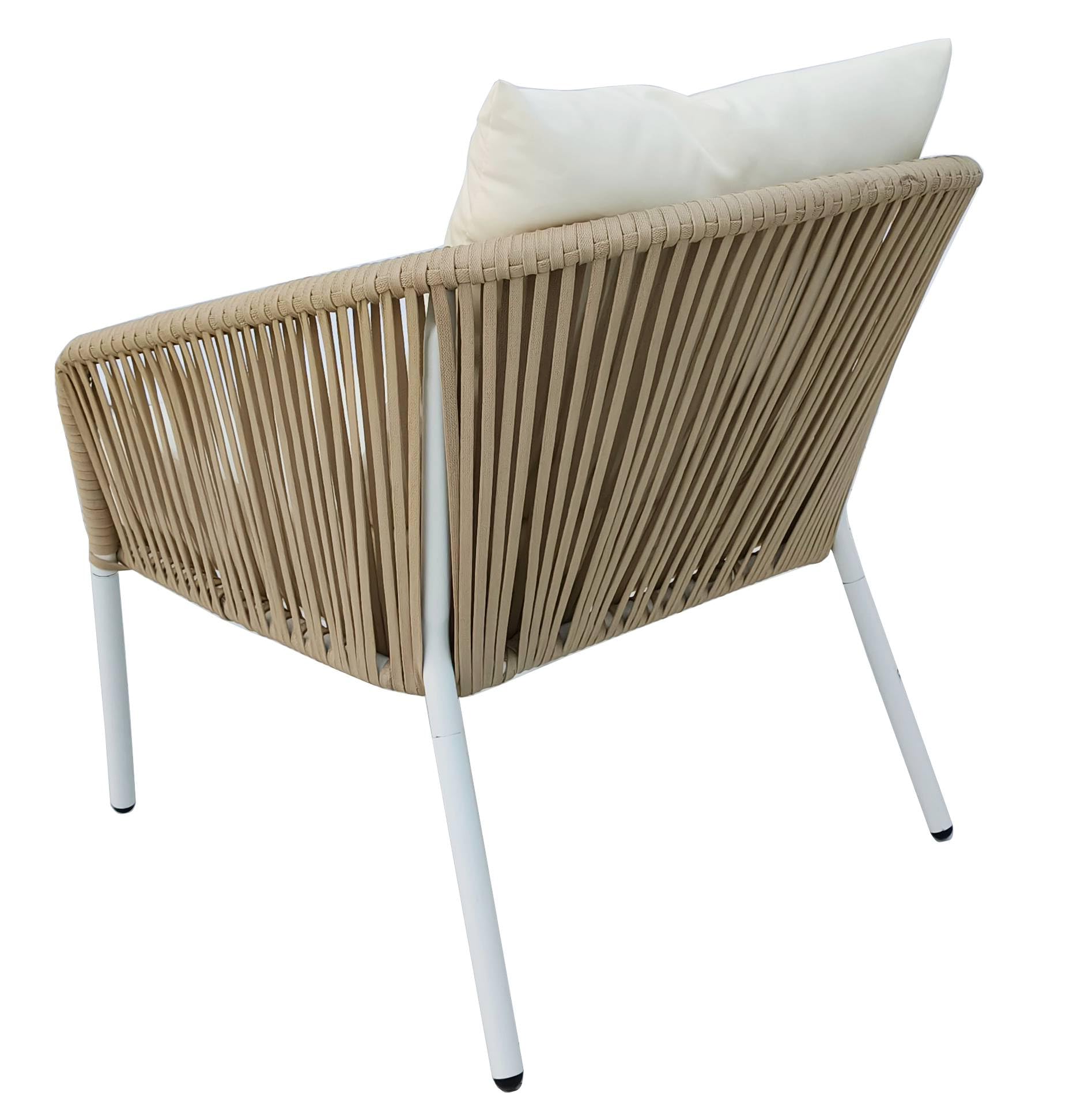 Megashopitalia Set da Giardino in Rattan con Divano 5 Posti Poltrone Tavolino da Caffè (Bianco)