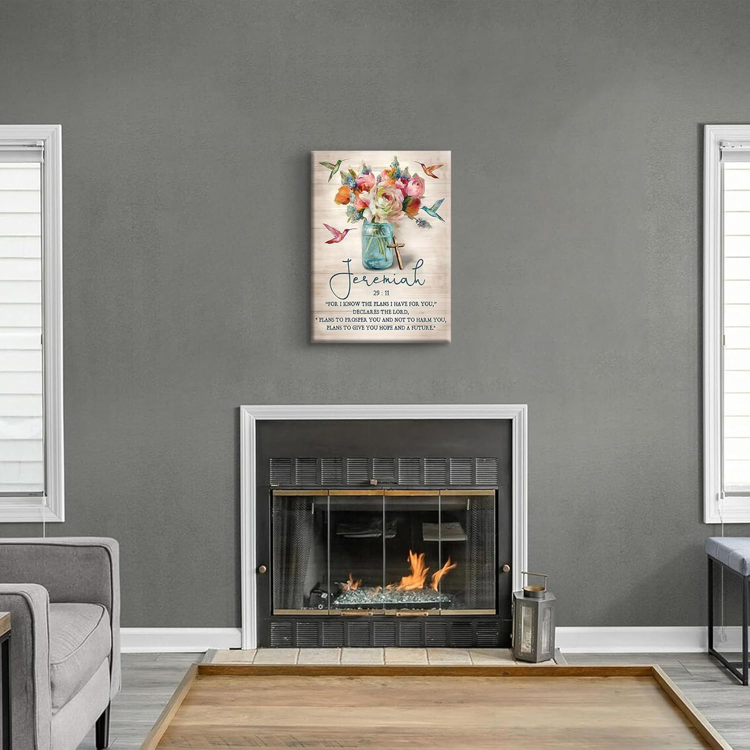 DCMVJHZV Scripture Canvas Wall Art Christian Wall Decor Jeremiah Bible Verse Painting Print Colour Religious Farmhouse Hummingbird Picture Church Living Room Biblical Art Ready to Hang(16"x24")