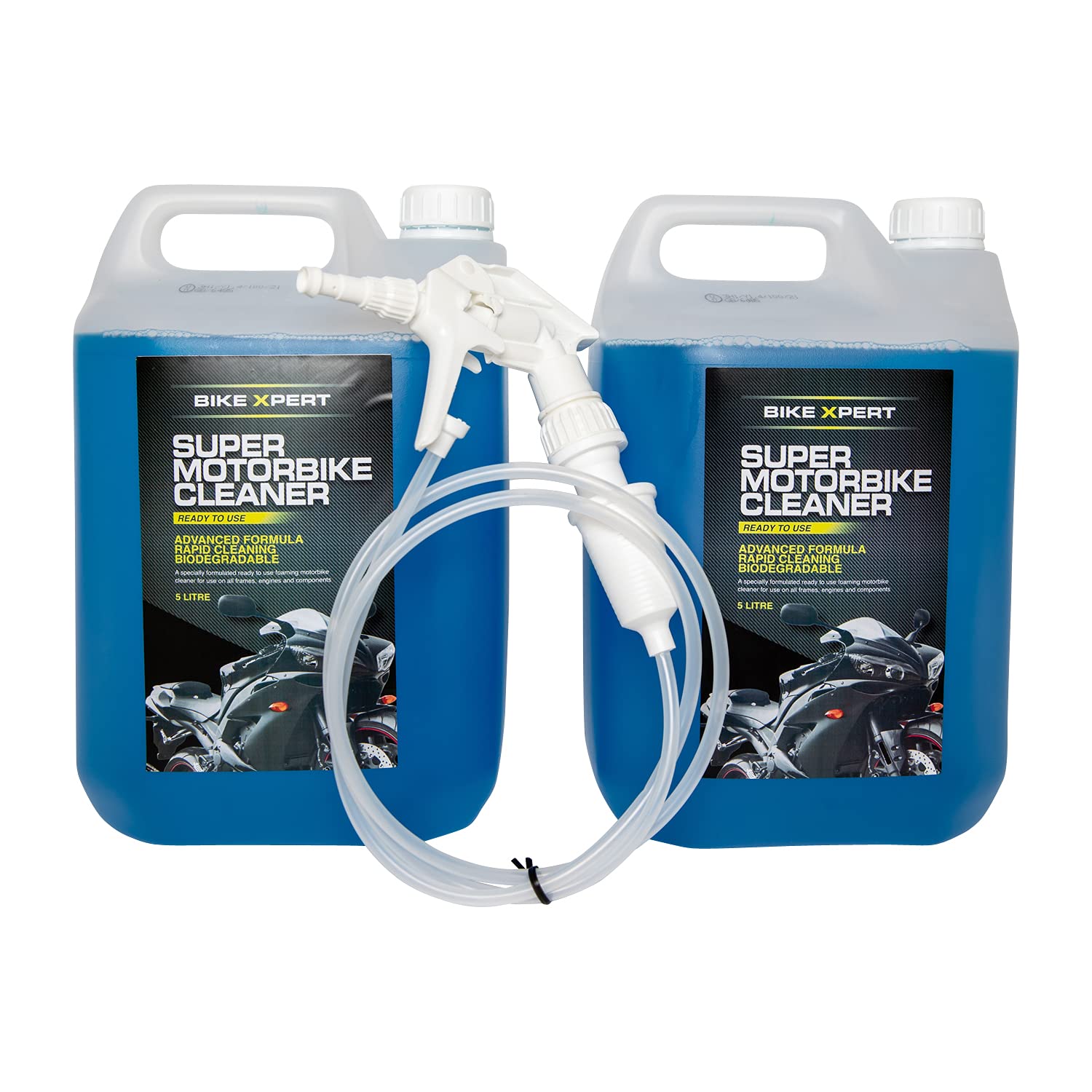 Star BriteBike Xpert Super Motorbike Cleaner | 5 Litre (2 Pack) With Long Foaming Extension Hose | Nano Tech Formula | Motorcycle Cleaning Wash | Biodegradable | Ready To Use