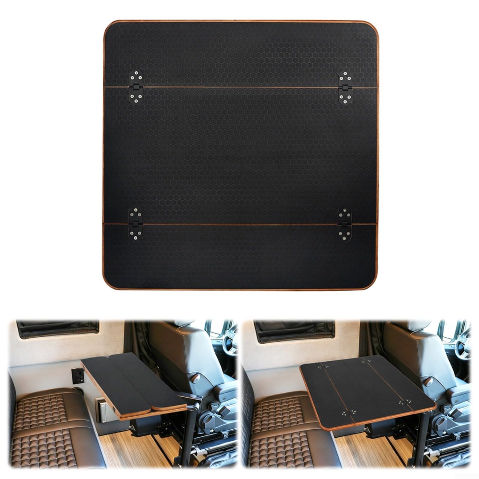 59,9 x 57,1 cm zusammenklappbar für Wohnmobil-Tischplatte, Laminat-Sperrholz, Desktop-Camper, schwarz, Arbeit, Reisen, Büro, passend für Anhänger