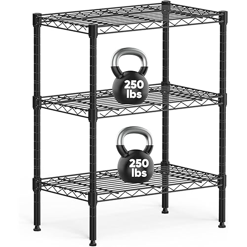 Sweetcrispy 3-Shelf Storage Shelving Unit, Adjustable Metal Wire Racks Heavy Duty Standing Shelf Organizer for Kitchen, Closet, Pantry, Garage, Bathroom, Laundry (13.8" D x 23.6" W x 30" H)