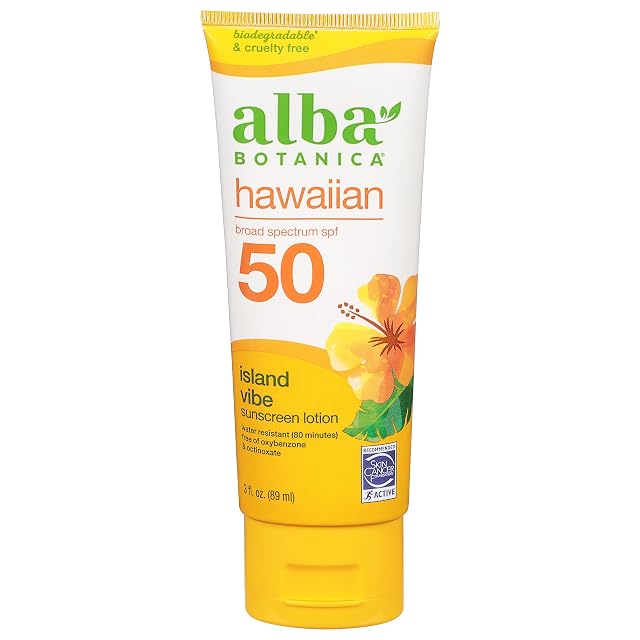 Alba Botanica Sunscreen Lotion SPF 50 Island Vibe 3 Oz