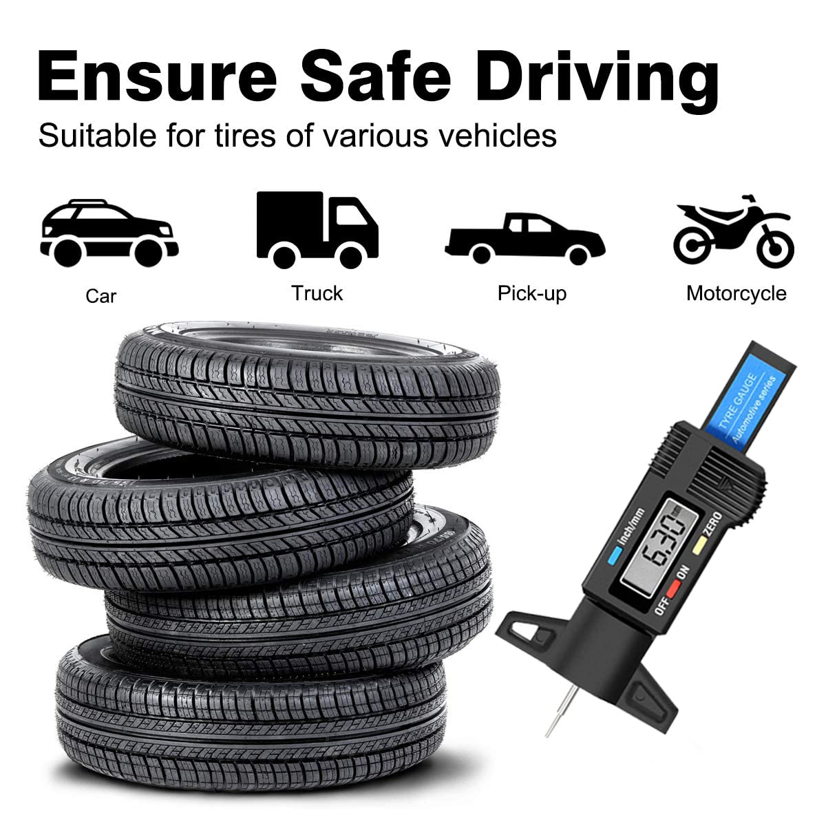 Misuratore Profondità Battistrada Digitale - 0-25.4mm, Precisione 0.01mm - Foto 3