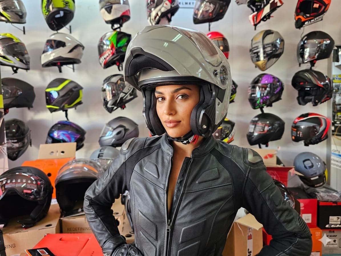 Casco Apribile DF906 Moto Modulare, Grigio Nardo' Lucido, con Visiera Parasole, tg L