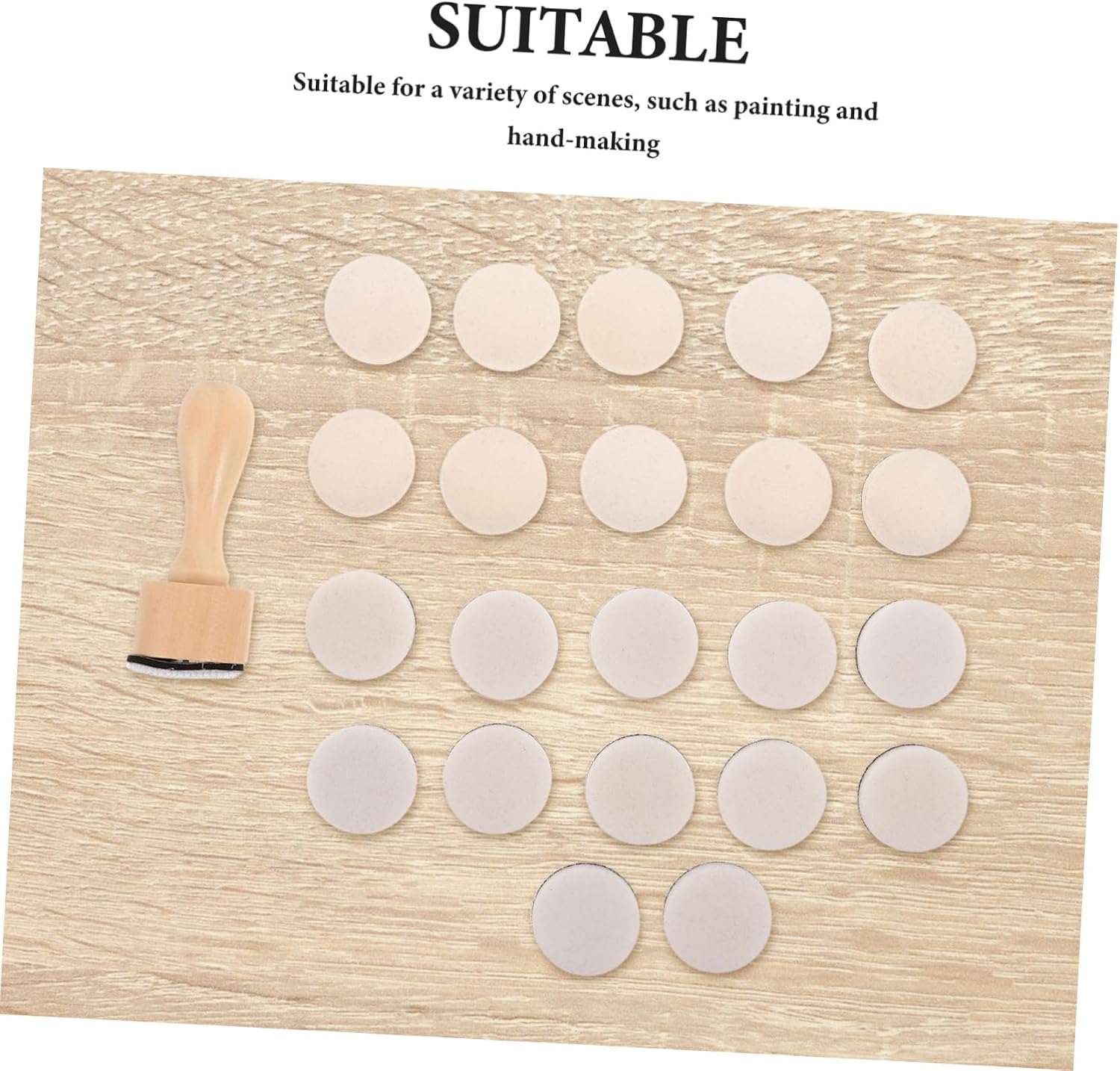 Ipetboom Mini Ink Blending Tool with Wooden Handle, and Flat Replacement Foam Pads Set for Scrapbooking and Distress Ink Blending, Arts and Crafts Sponge Brushes for Cardmaking