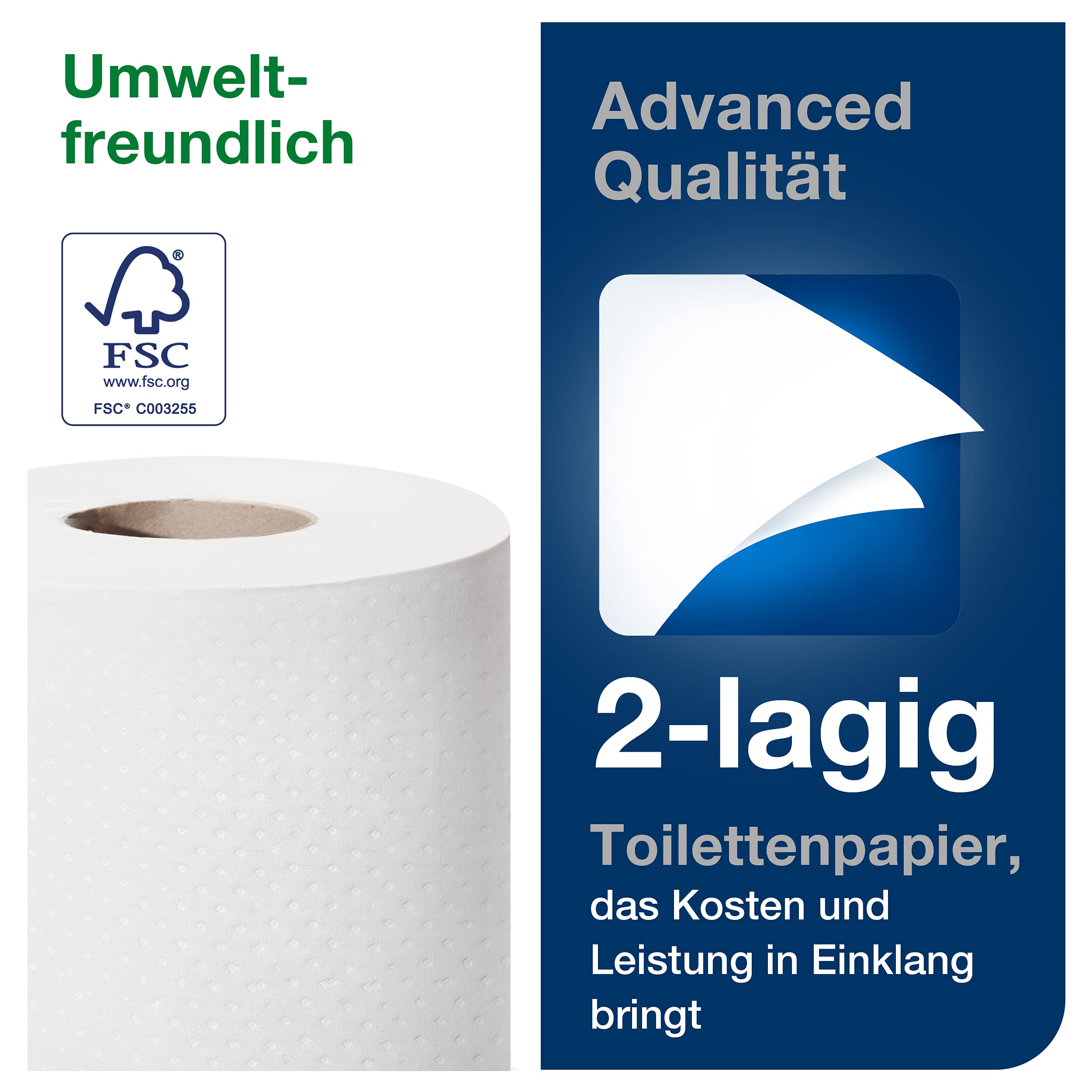 Tork weiches Kleinrollen Toilettenpapier Weiß T4, Universal, 2-lagig, 70 × 250 Blätter, 110794