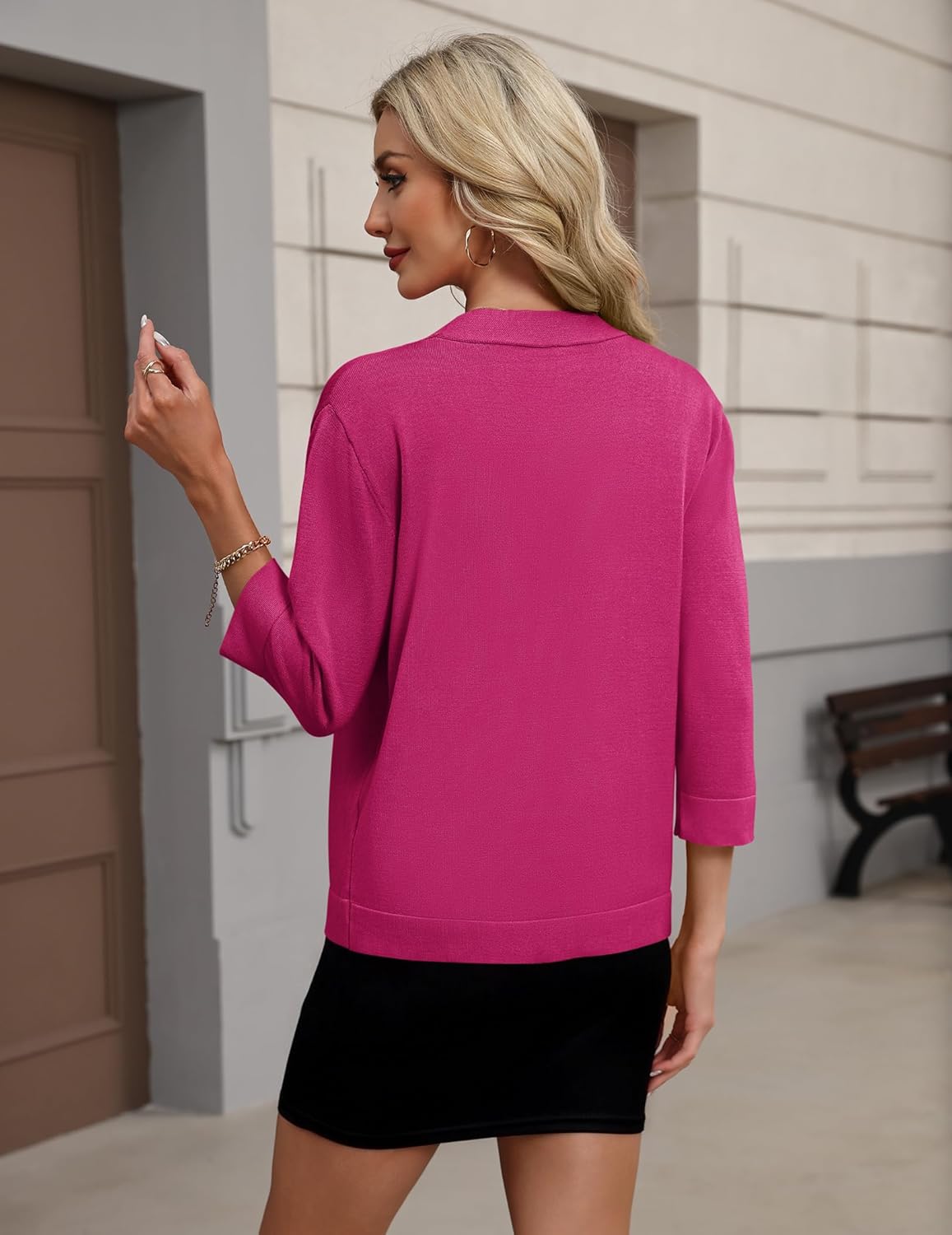 Zeagoo Women's 3/4 Sleeve Open Front Cropped Knit Cardigan Sweater Casual Bolero Shrugs for Dresses Summer Outfits - Image 5