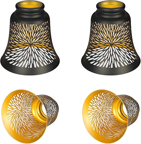 Globos de repuesto para ventilador de techo, paquete de 4 pantallas de repuesto con patrón de crisantemo con adaptador de 1-58 pulgadas, ALUCSET de