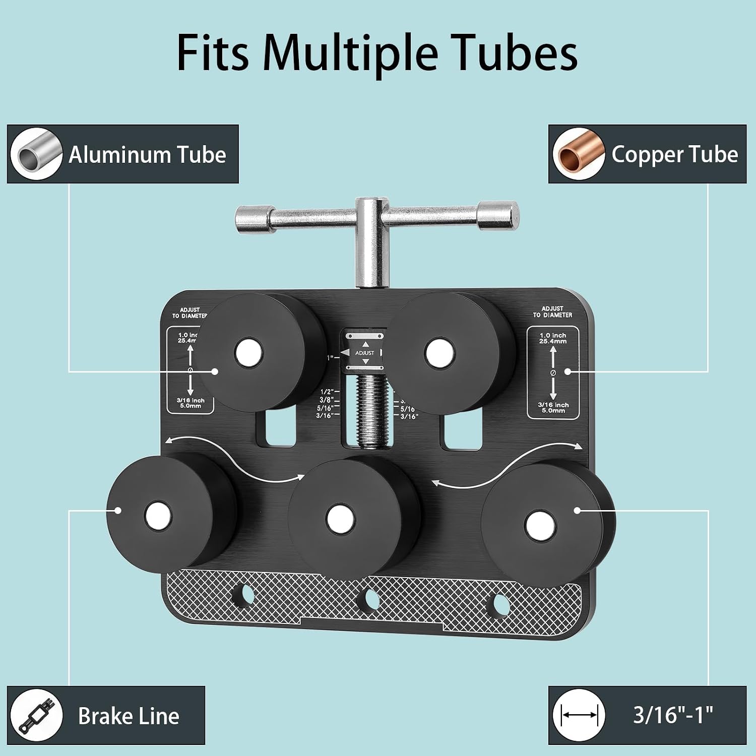 Tubing Straightener Brake Line Straightening Tool, Aluminum Alloy Pipe Straightener for 3/16"-1.0" Tubes, Compatible with Copper/PEX/Brake Lines (Automotive/Plumbing Use)