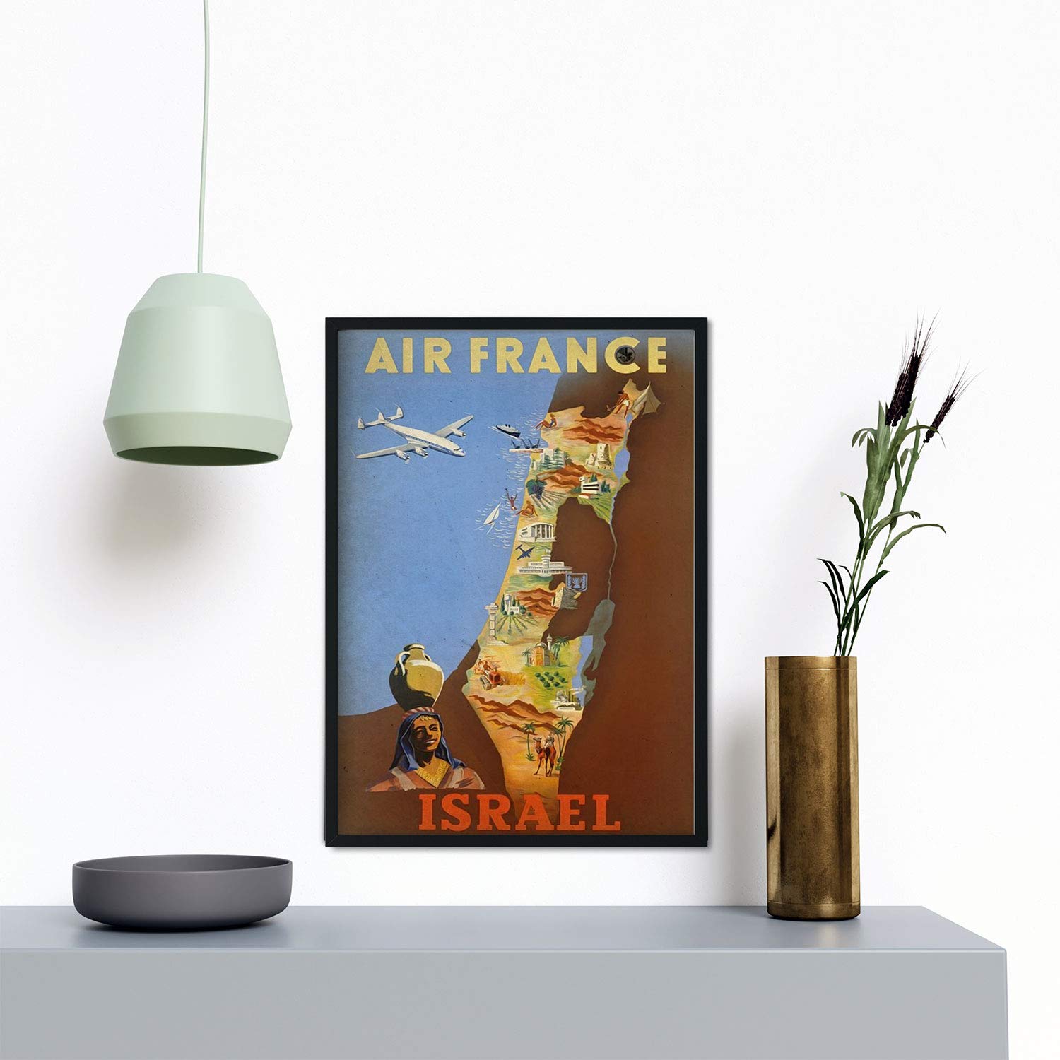 Nacnic Poster Vintage. Affiche Publicitaire Ancienne. Palestine Se Déplace. Format A3 Sans Cadre