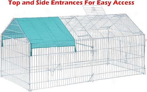 Miniatura 3 de 87 x 41 pulgadas, sin óxido, de acero galvanizado, plegable, para exteriores, gallinero de metal para mascotas, corral de mascotas, cubierta