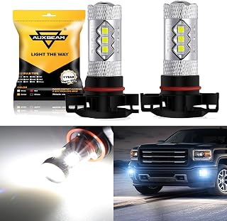 Auxbeam 5201/5202/9009 LED Fog Light Bulbs, 6500K Xenon White, 8000LM Super Bright, 360-degree Illumination, Canbus Ready, Fog Car Lights Replacement, Pack of 2