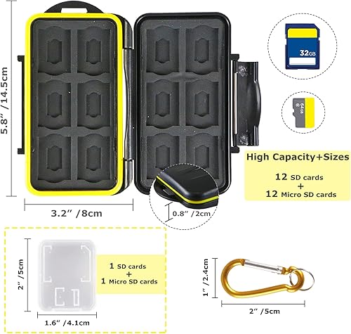 Miniatura 2 de Fafish 1 funda impermeable para tarjetas SD, caja de almacenamiento rígida y 10 unidades de plástico transparente para tarjetas de memoria