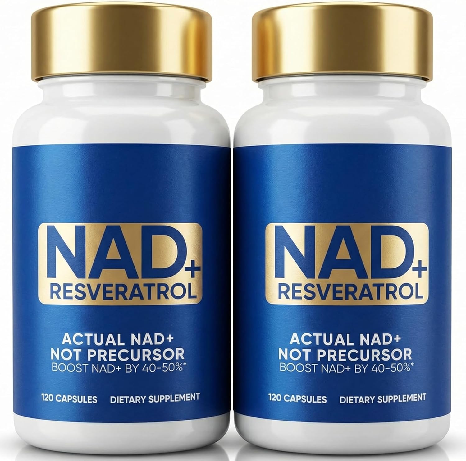 NADH+ Supplement, True NADH+ & Resveratrol Supports Healthy Aging, Cellular Energy, Metabolism & Brain Boost for Men & Women, 120 Capsules, 2 Pack