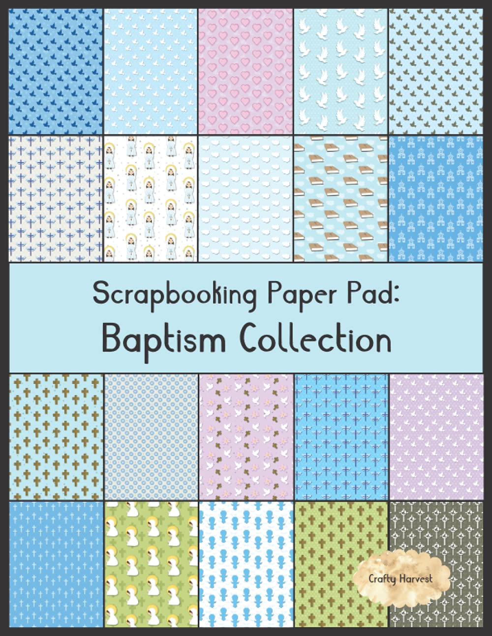 Scrapbook Paper Pad: Baptism Collection: 20 Unique Design Background Crafting Sheets