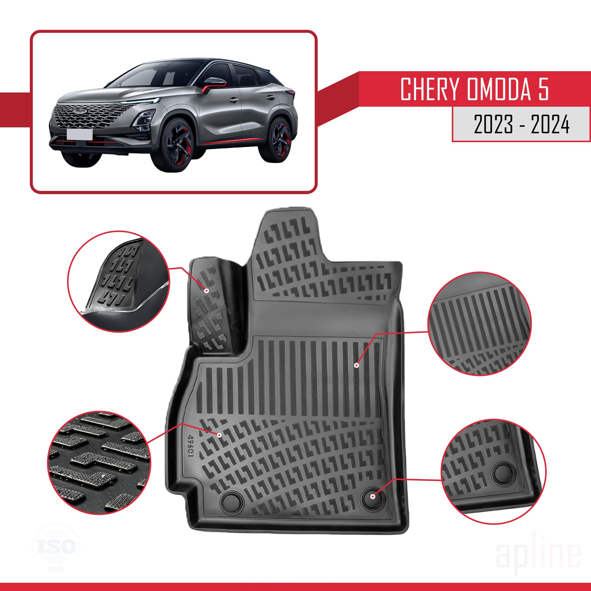 Set Di 4 Tappetini Auto In Gomma Stile Alluminio - Antiscivolo, Protettivo Per Moquette, 70x46 Cm - Foto 12