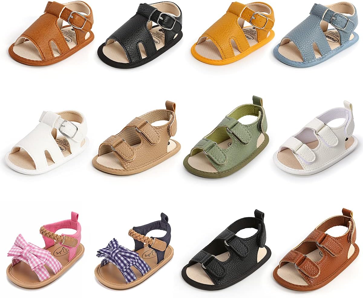 Baby Girls Boys Sandals Infant Summer Shoes Casual PU Leather Soft Rubber Sole Bowknot Toddler Newborn First walker Crib Beach Sandals Shoes