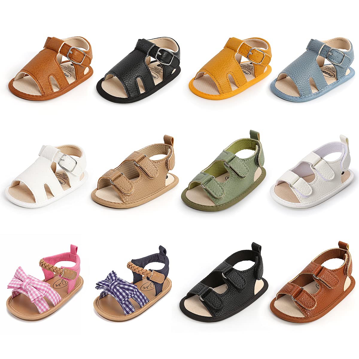 Baby Girls Boys Sandals Infant Summer Shoes Casual PU Leather Soft Rubber Sole Bowknot Toddler Newborn First walker Crib Beach Sandals Shoes