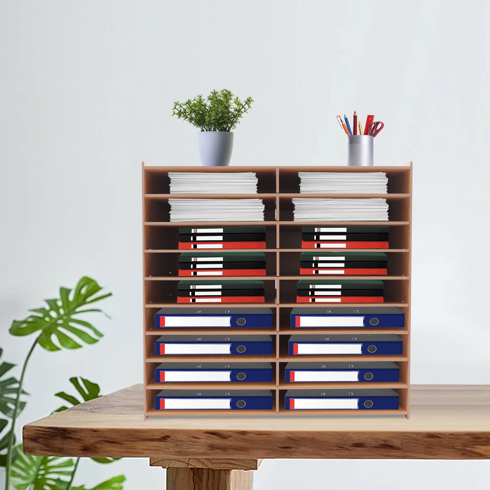 Portalettere in legno, organizer da scrivania, organizer per documenti, File Literature Organize, stile versatile, anello in gomma, per la maggior parte delle occasioni, come ad esempio studio, casa