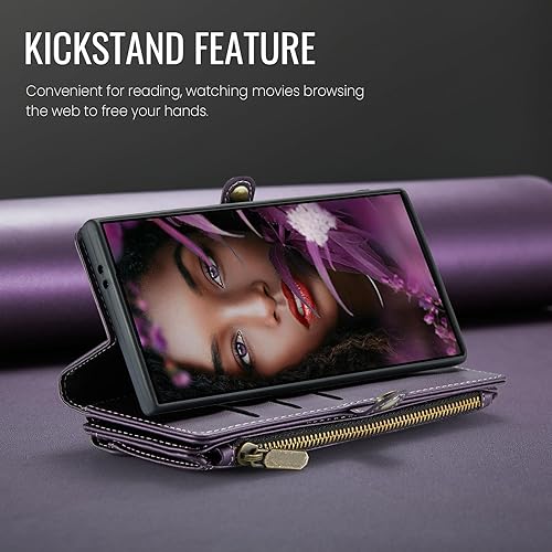 Miniatura 9 de Defencase Funda compatible con Galaxy A53 5G con tarjetero de bloqueo RFID para mujeres y hombres, correa magnética de piel sintética con cierre de