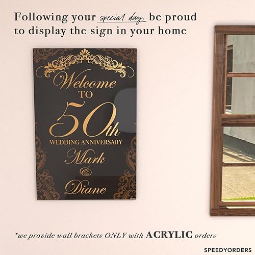 Miniatura 3 de SPEEDYORDERS Cartel de aniversario de boda número 50, letrero de aniversario dorado personalizado, póster de fiesta de aniversario de matrimonio