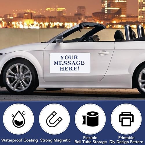 Miniatura 10 de DIYMAG 4 imanes en blanco para automóvil, 17 x 12 pulgadas, letreros de imanes para puerta de automóvil, esquinas redondeadas, juego de imanes