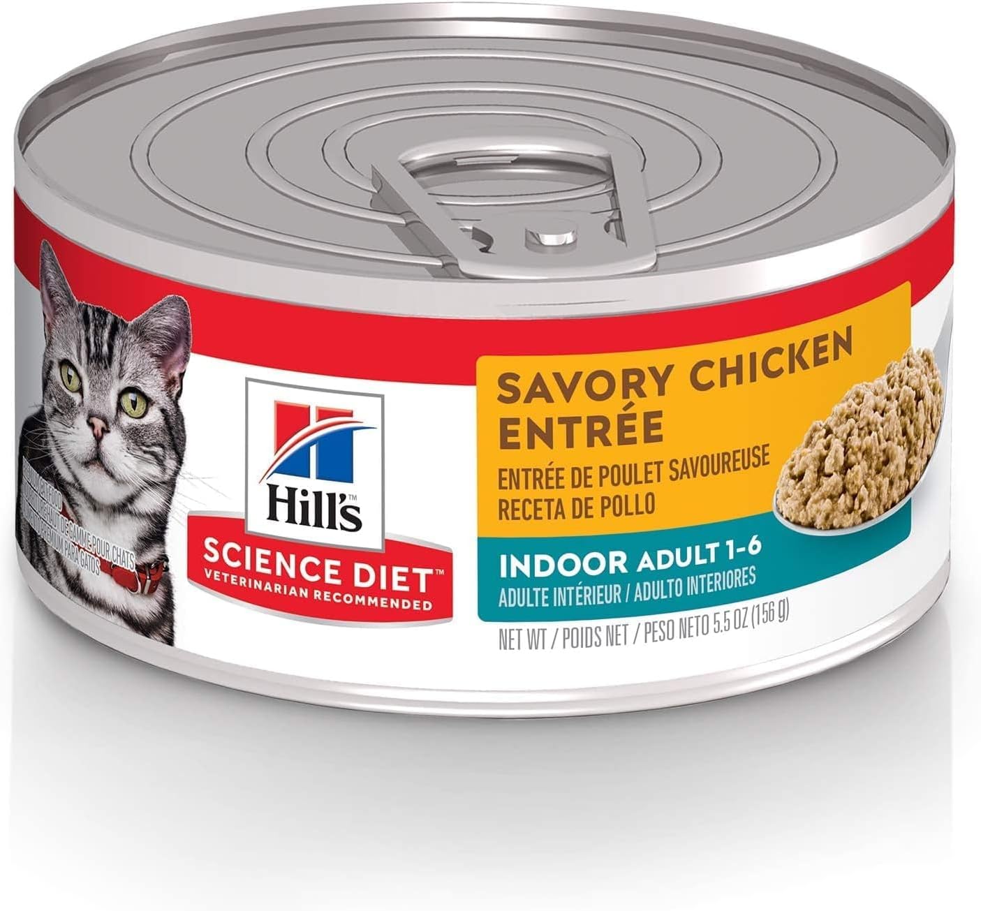 Hill's Science Diet Adult Indoor Canned Cat Food, Savory Chicken Entrée, 5.5 oz, 24 Pack wet cat food