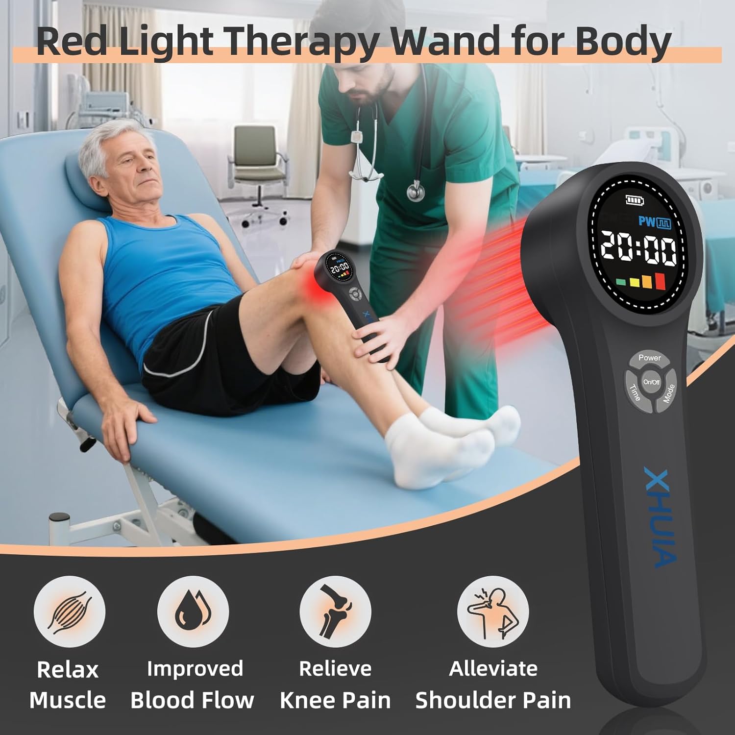 Handheld Red Light Therapy Device, 4x980nm 4x810nm 16x660nm, Cold Light Therapy Machine for Knee, Shoulder, Muscle, Joint Pain Relief, Near Infrared Light Therapy for Human at Home or Travel - Image 4