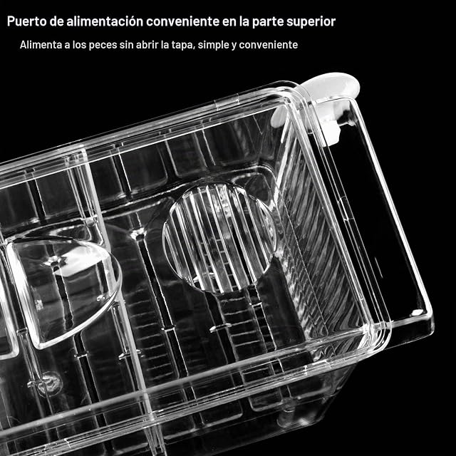 Foto 2 de 5 de Paridera Flotante 4 en 1 para Peces - Gran Capacidad, Transparente, Con Tapa y Ventosas