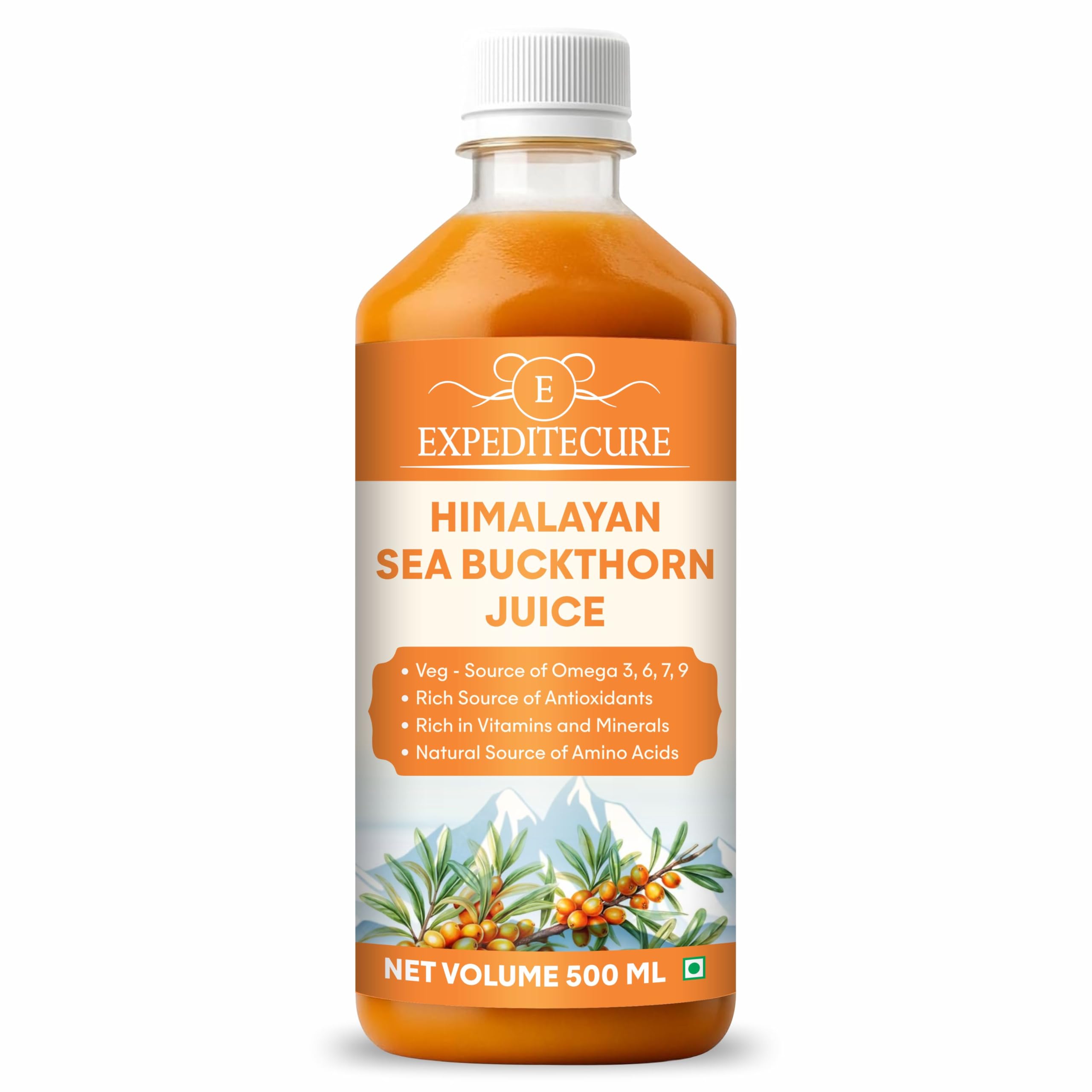 EXPEDITECURE Himalayan Sea Buckthorn Berry Juice Organics – 500ml | Natural Vitamin C Source, Omega 3 6 7 9 & Antioxidants | For Immunity, Gut Health & Skin Glow | 50 Glasses (Pack of 1)-image-20