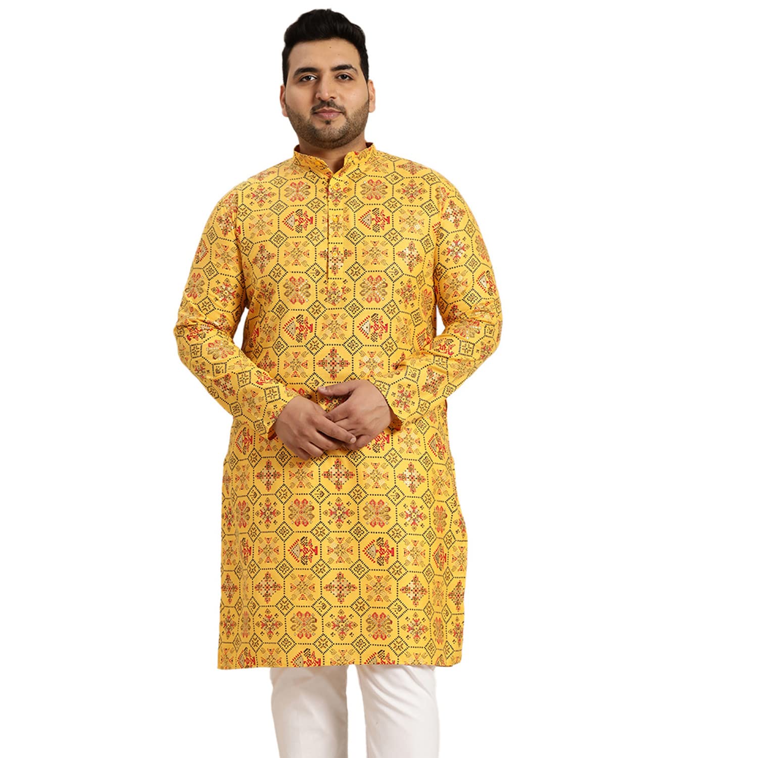 Kurta larga de algodón mehendi para bodas temáticas y celebraciones culturales masculinas 8