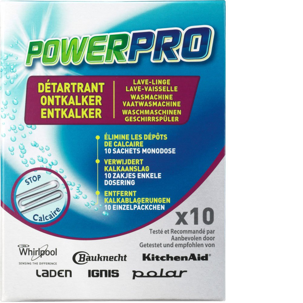 Wpro DDU100 Boite de 10 sachets (de 50g chacun) détartrants monodose pour lave-vaisselle et lave-linge