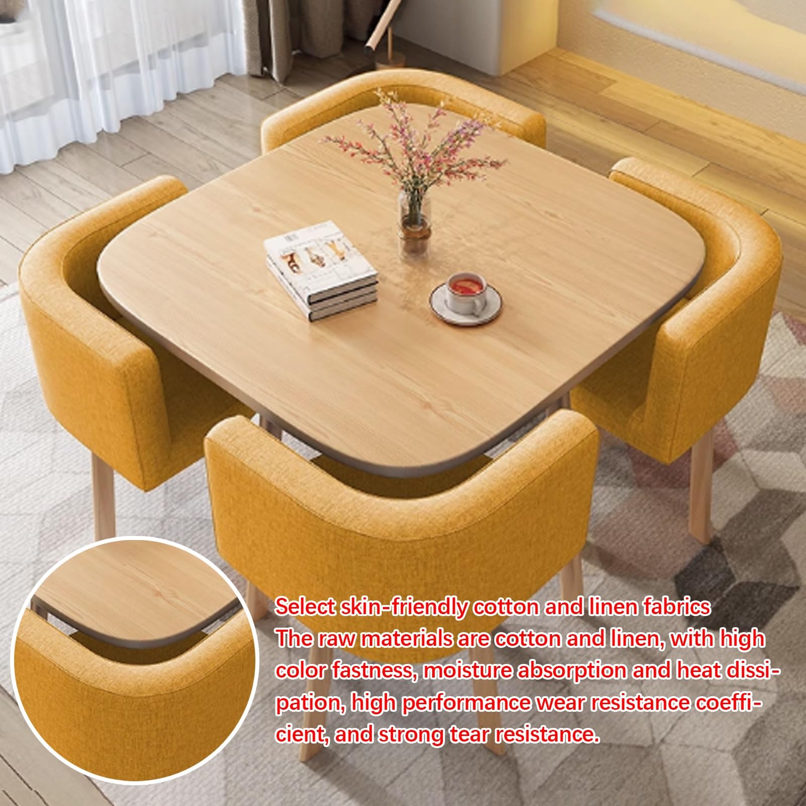 ダイニングテーブルセット 4人用 チェア4脚付き レトロモダン イエロー 食卓 Amazon.co.jp : ダイニングテーブルセット4人用 ダイニングセット 食卓
