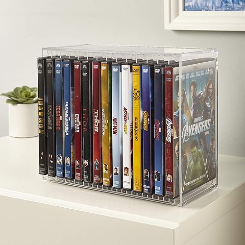 Miniatura 6 de STORi Stackable Clear Plastic DVD Organizer with Rubber Feet | Rectangular Holder Perfect for Theater Room | Holds up to 14 Standard DVD Cases |