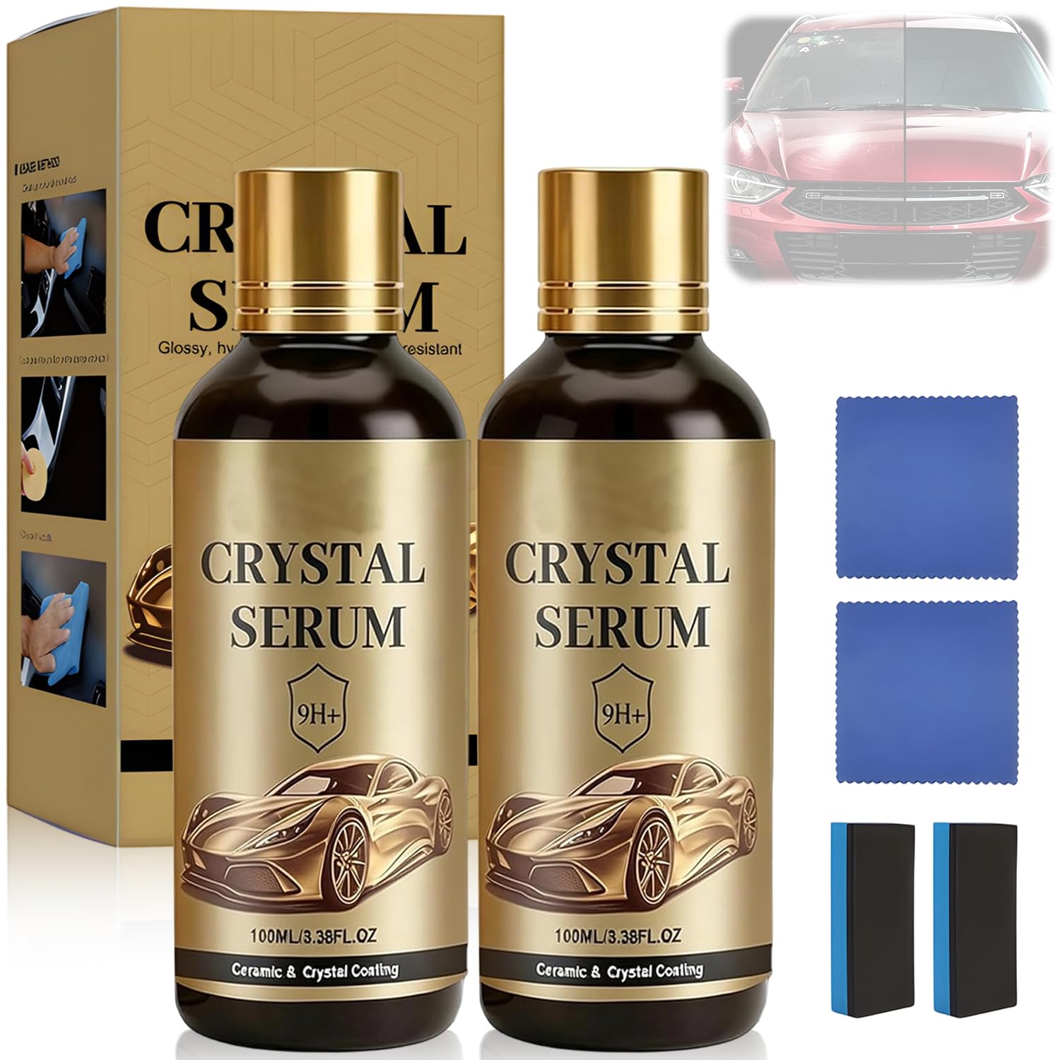 Photo 1 of 100ML PTZ Crystal Serum Advanced Graphene Ceramic Coating for Cars, 9H Hardness, 2PCS Set, Super Hydrophobic Anti-Scratch UV Protection for Vehicle Exterior